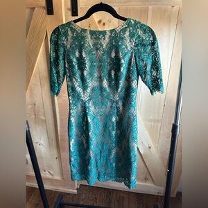 Eliza J Emerald Lace Short Sleeve Dress